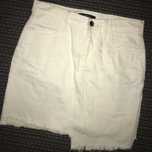 white distressed denim mini skirt